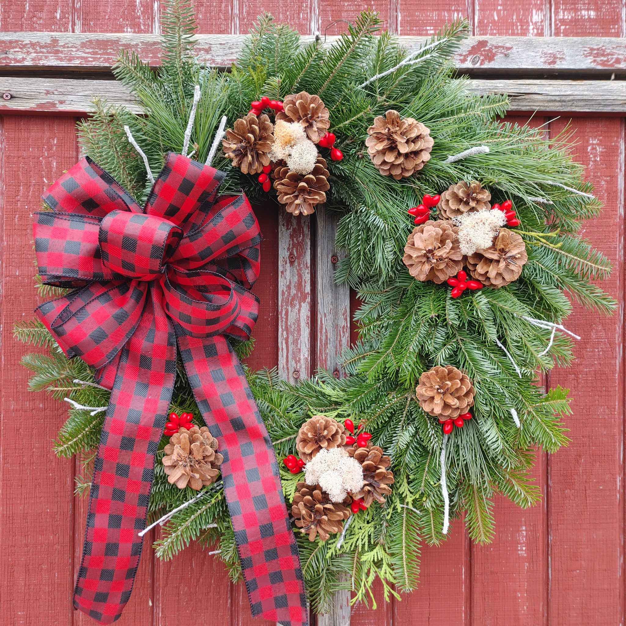 Buffalo Plaid Wreath Pam s Maine Wreaths